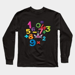 unicorn Number day kids costume Numbers Math day calculator funny Long Sleeve T-Shirt